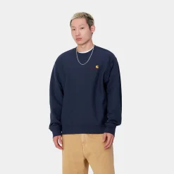 Sweats>Carhartt WIP American Script Sweatshirt Air Force Blue