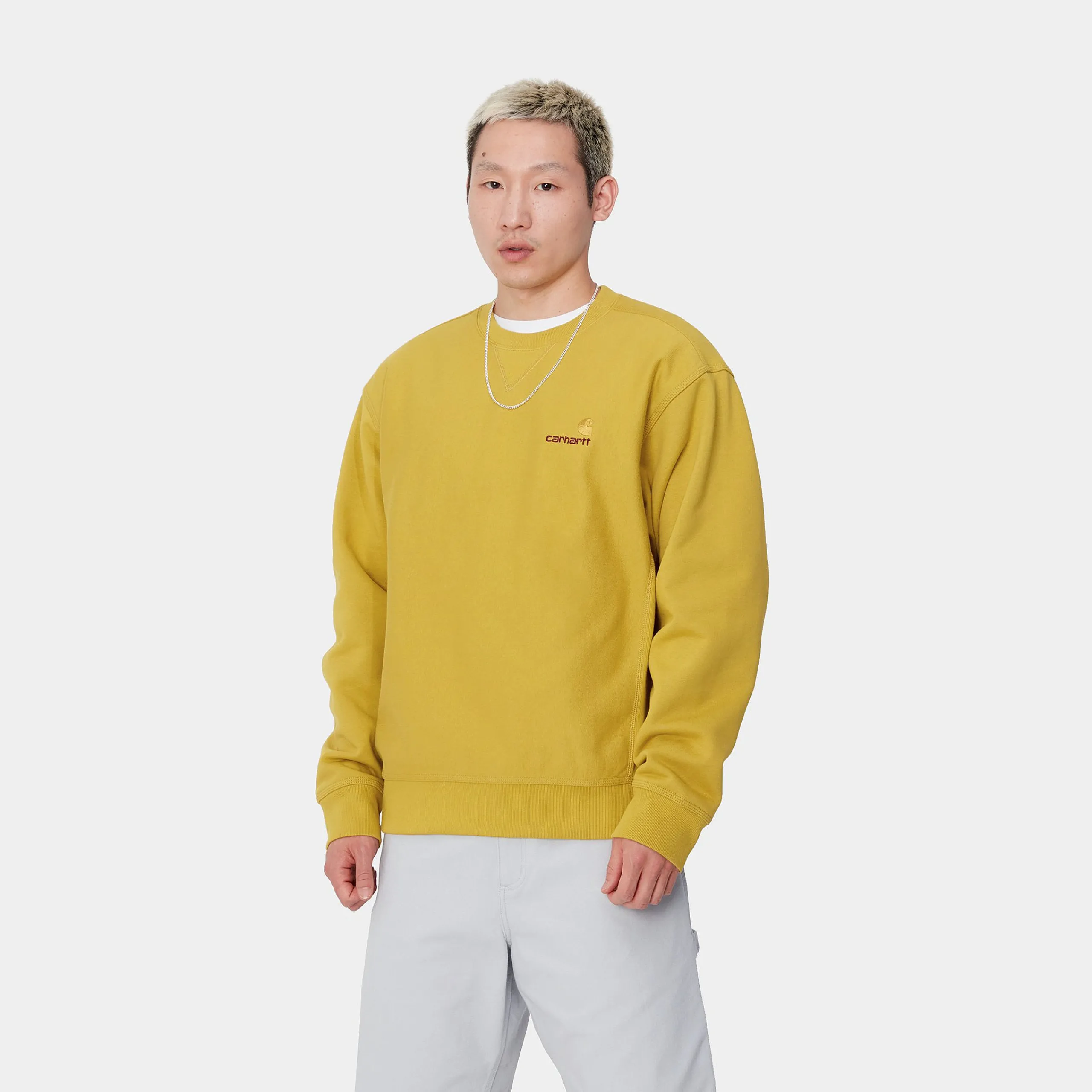 Sweats>Carhartt WIP American Script Sweatshirt Golden Olive