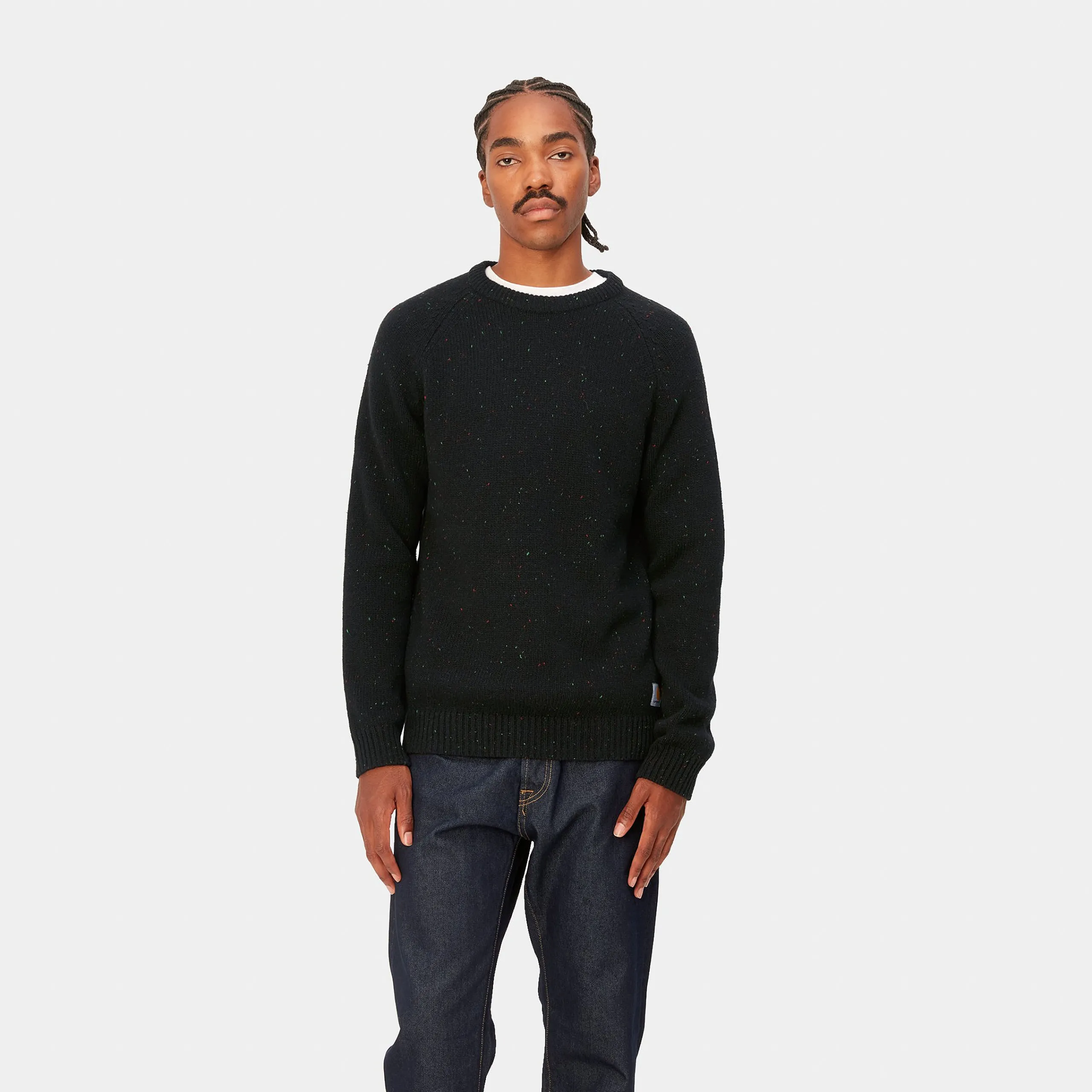 Strick>Carhartt WIP Anglistic Sweater Speckled Black