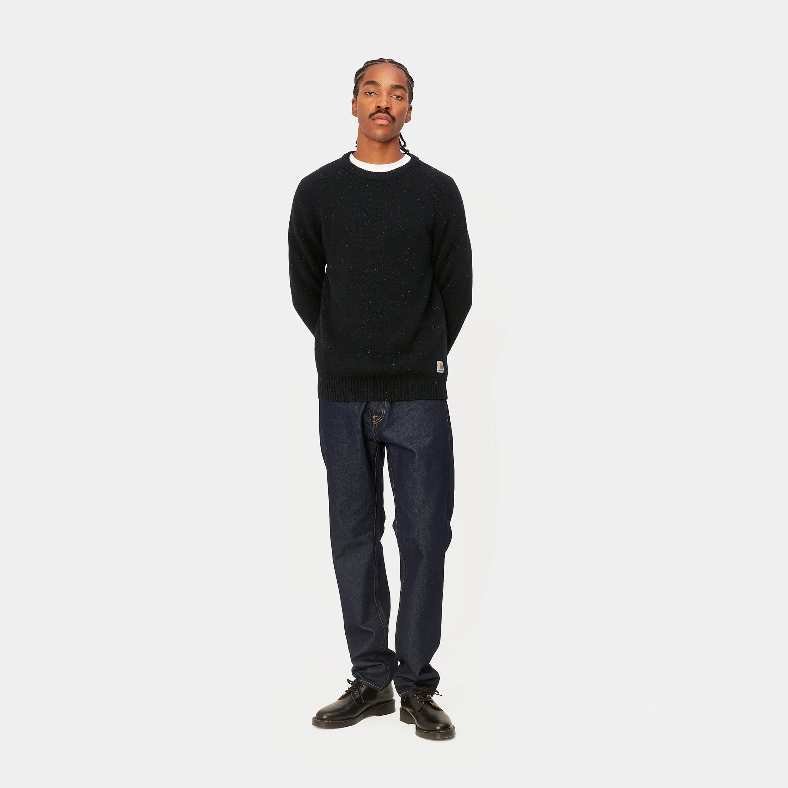 Strick>Carhartt WIP Anglistic Sweater Speckled Black