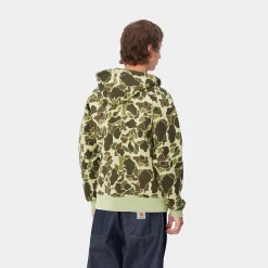 Jacken & Mäntel|Sweats>Carhartt WIP Car-Lux Hooded Jacket Camo Duck, Green / Turmeric