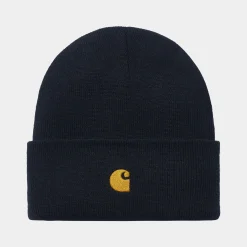 Accessoires|Accessoires>Carhartt WIP Chase Beanie Dark Navy / Gold