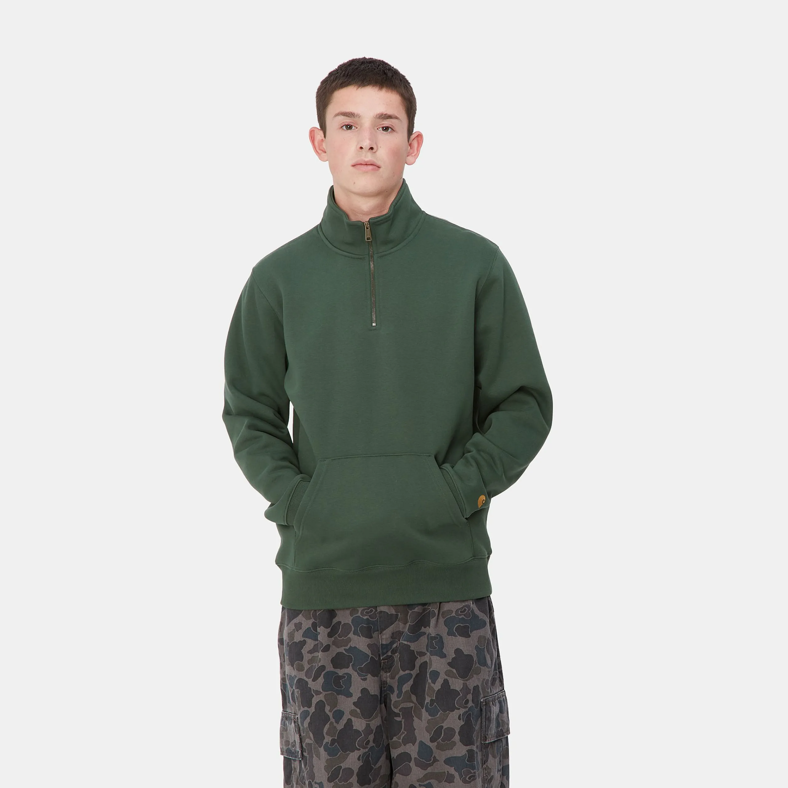 Sweats>Carhartt WIP Chase Neck Zip Sweatshirt Sycamore Tree / Gold