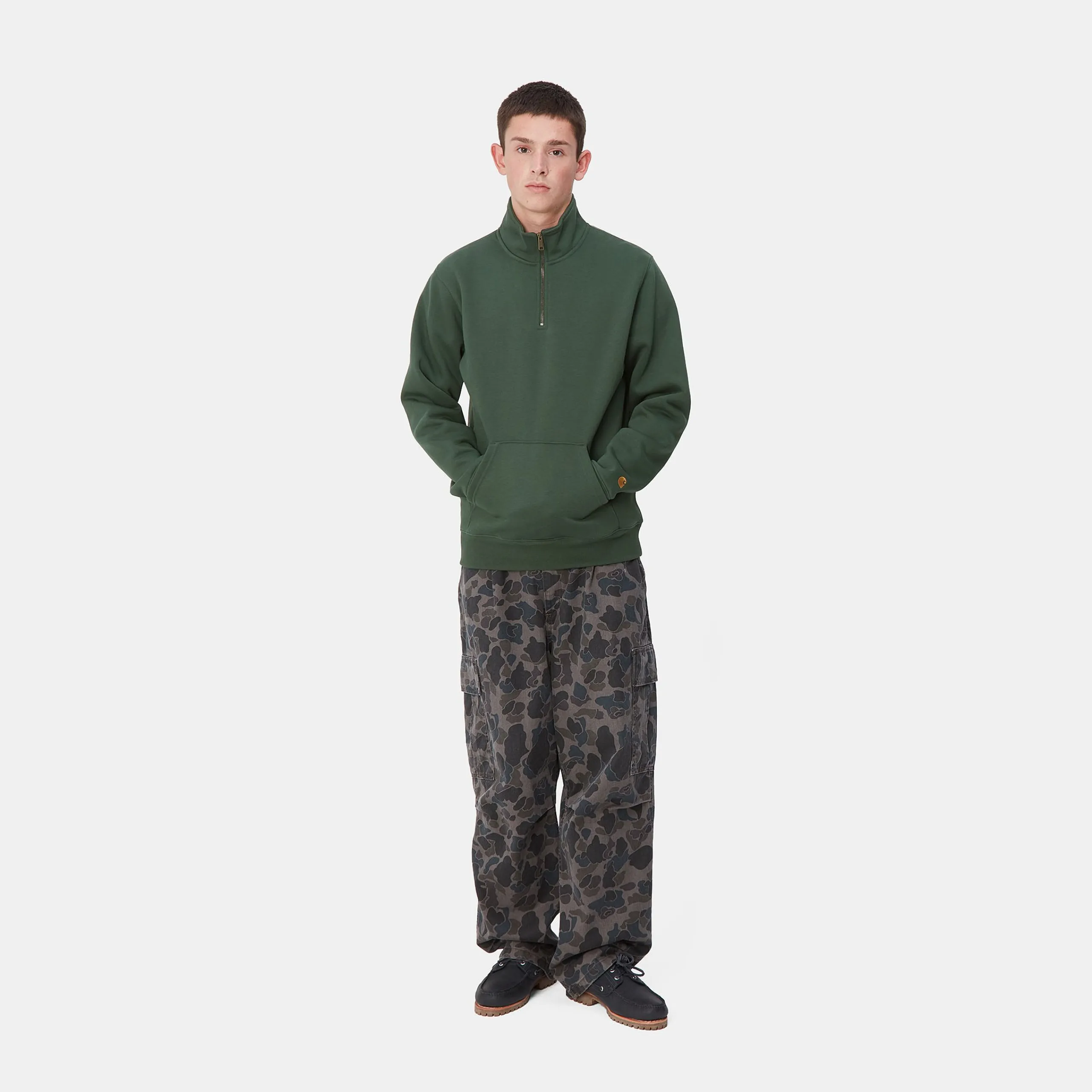 Sweats>Carhartt WIP Chase Neck Zip Sweatshirt Sycamore Tree / Gold