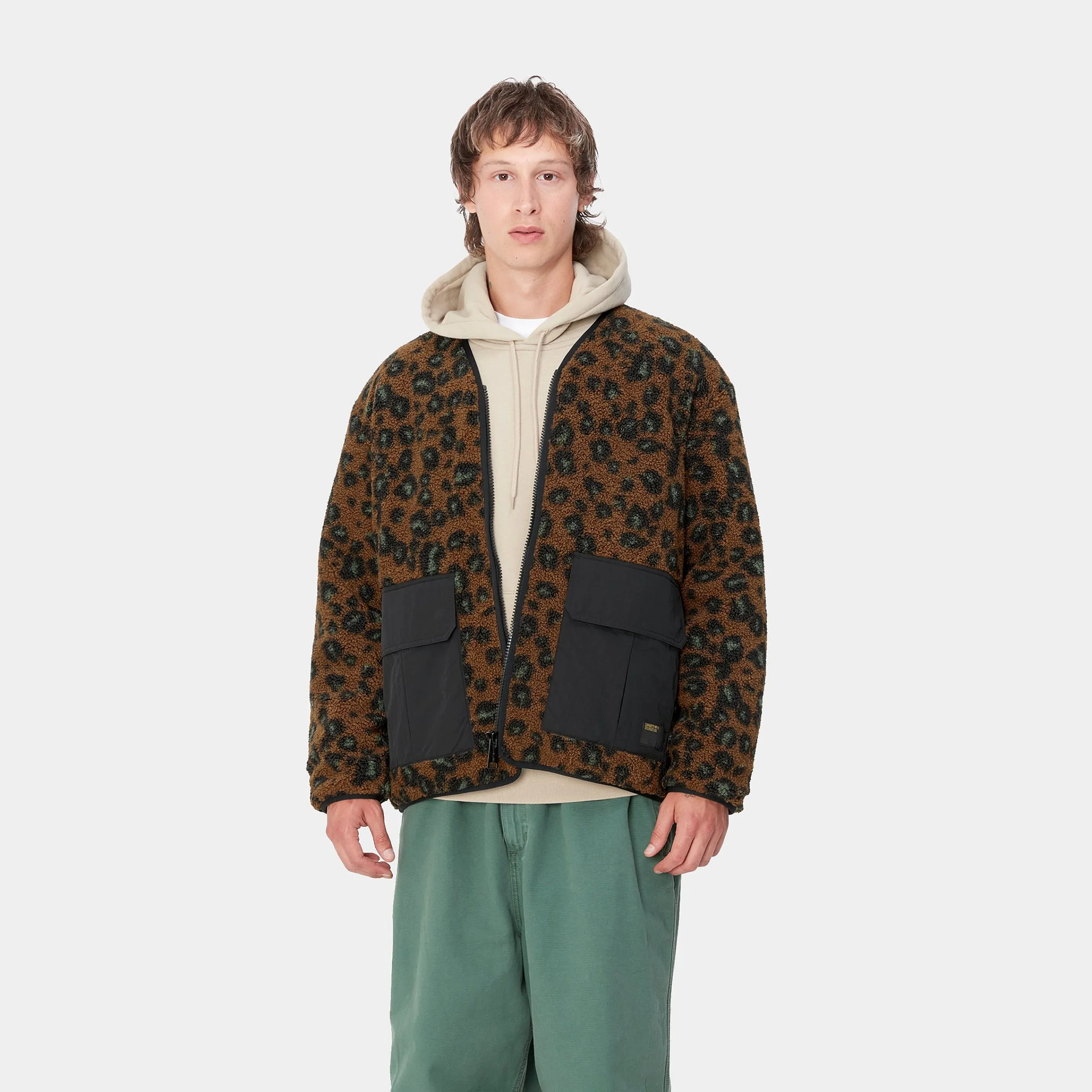 Jacken & Mäntel>Carhartt WIP Devin Liner Camo Leo Jacquard, Tamarind / Black