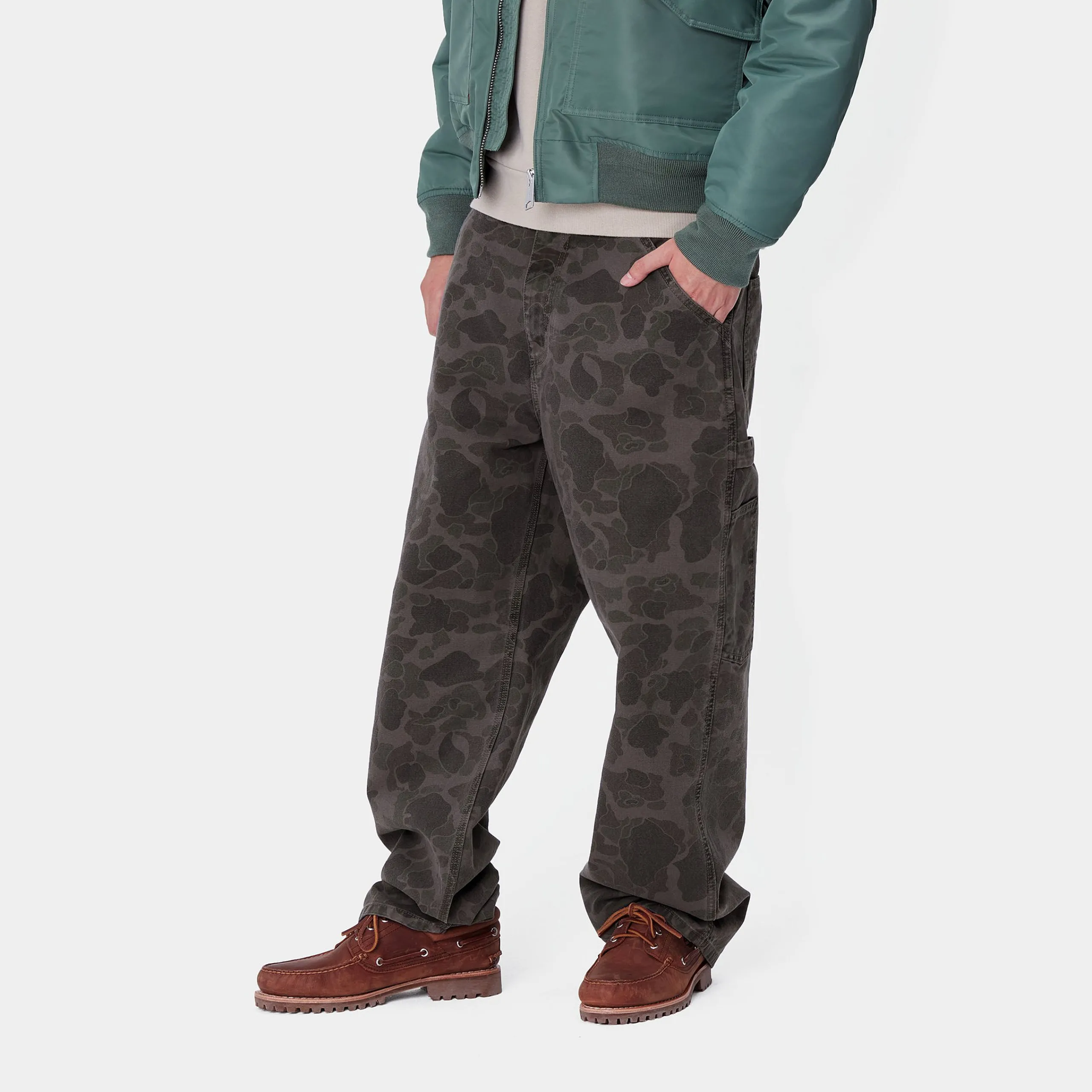 Hosen>Carhartt WIP Duck Single Knee Pant Camo Duck, Green / Graphite