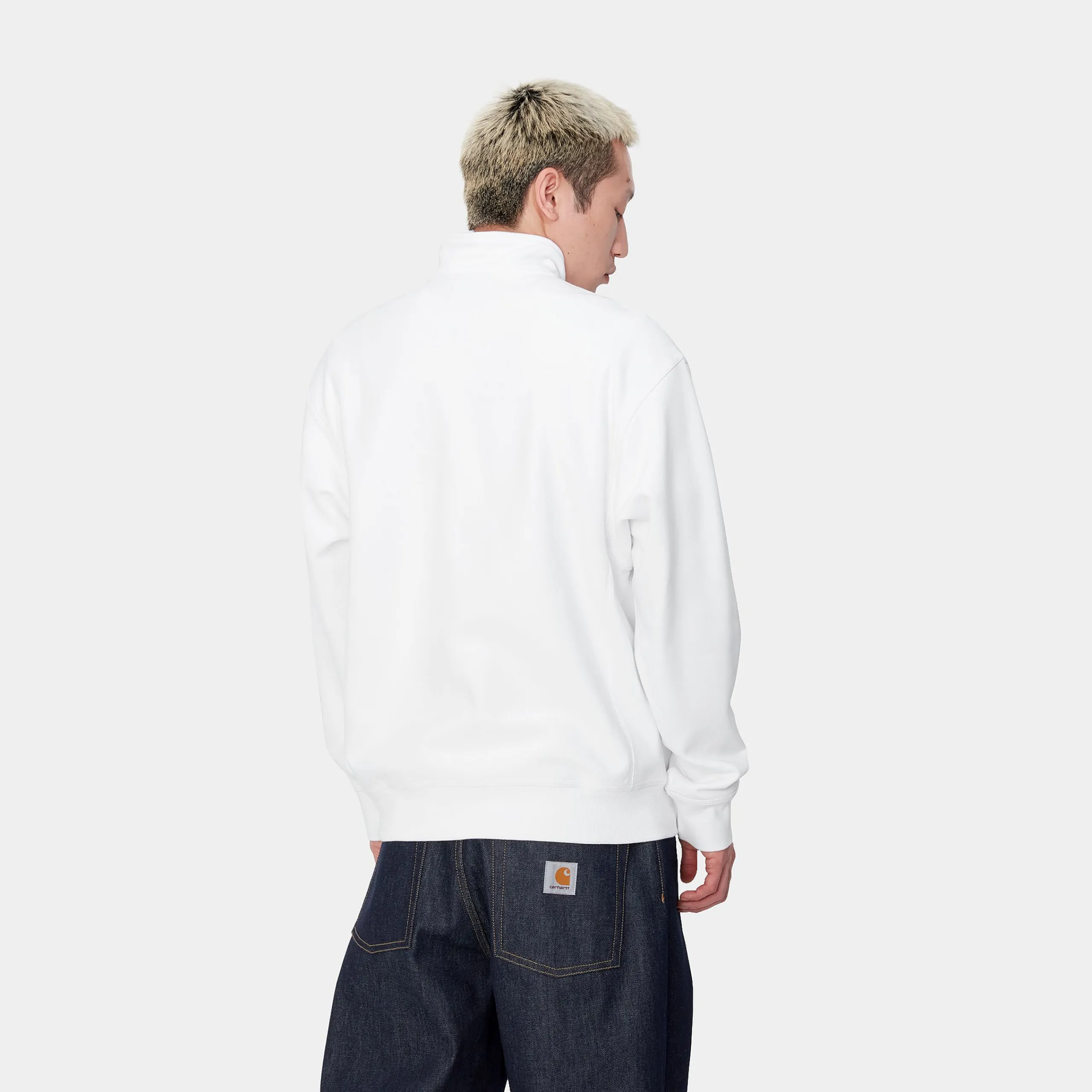 Sweats>Carhartt WIP Half Zip American Script Sweatshirt White