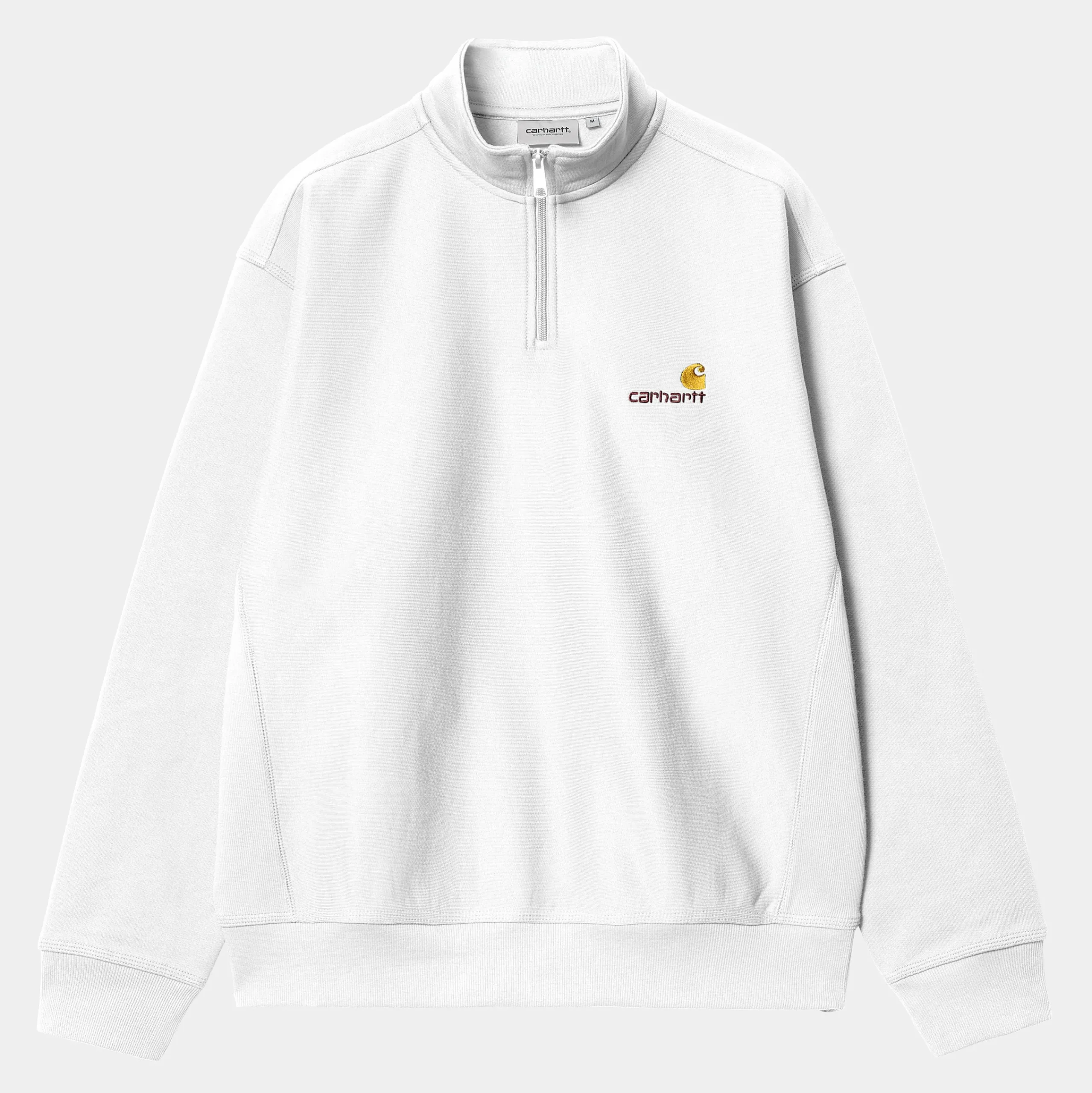 Sweats>Carhartt WIP Half Zip American Script Sweatshirt White