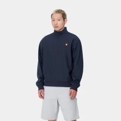 Sweats>Carhartt WIP Half Zip American Script Sweatshirt Air Force Blue
