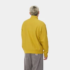 Sweats>Carhartt WIP Half Zip American Script Sweatshirt Golden Olive