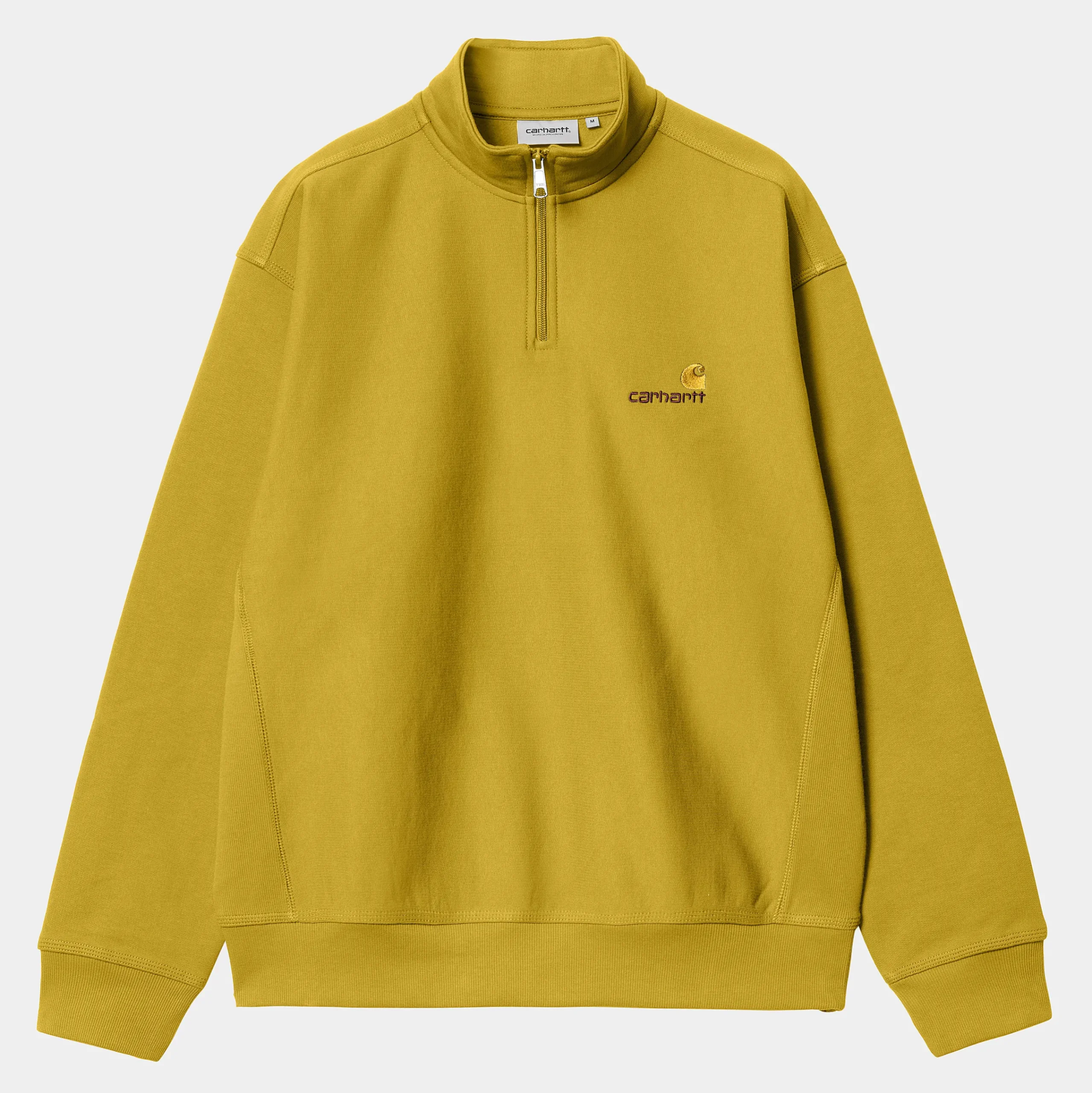 Sweats>Carhartt WIP Half Zip American Script Sweatshirt Golden Olive