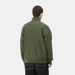 Sweats>Carhartt WIP Half Zip American Script Sweatshirt Tarragon