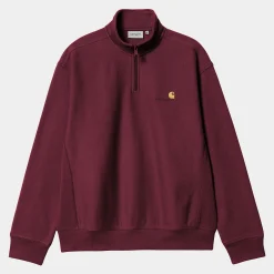 Sweats>Carhartt WIP Half Zip American Script Sweatshirt Malbec