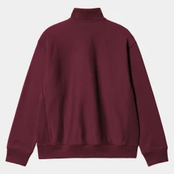 Sweats>Carhartt WIP Half Zip American Script Sweatshirt Malbec