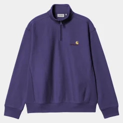 Sweats>Carhartt WIP Half Zip American Script Sweatshirt Aura