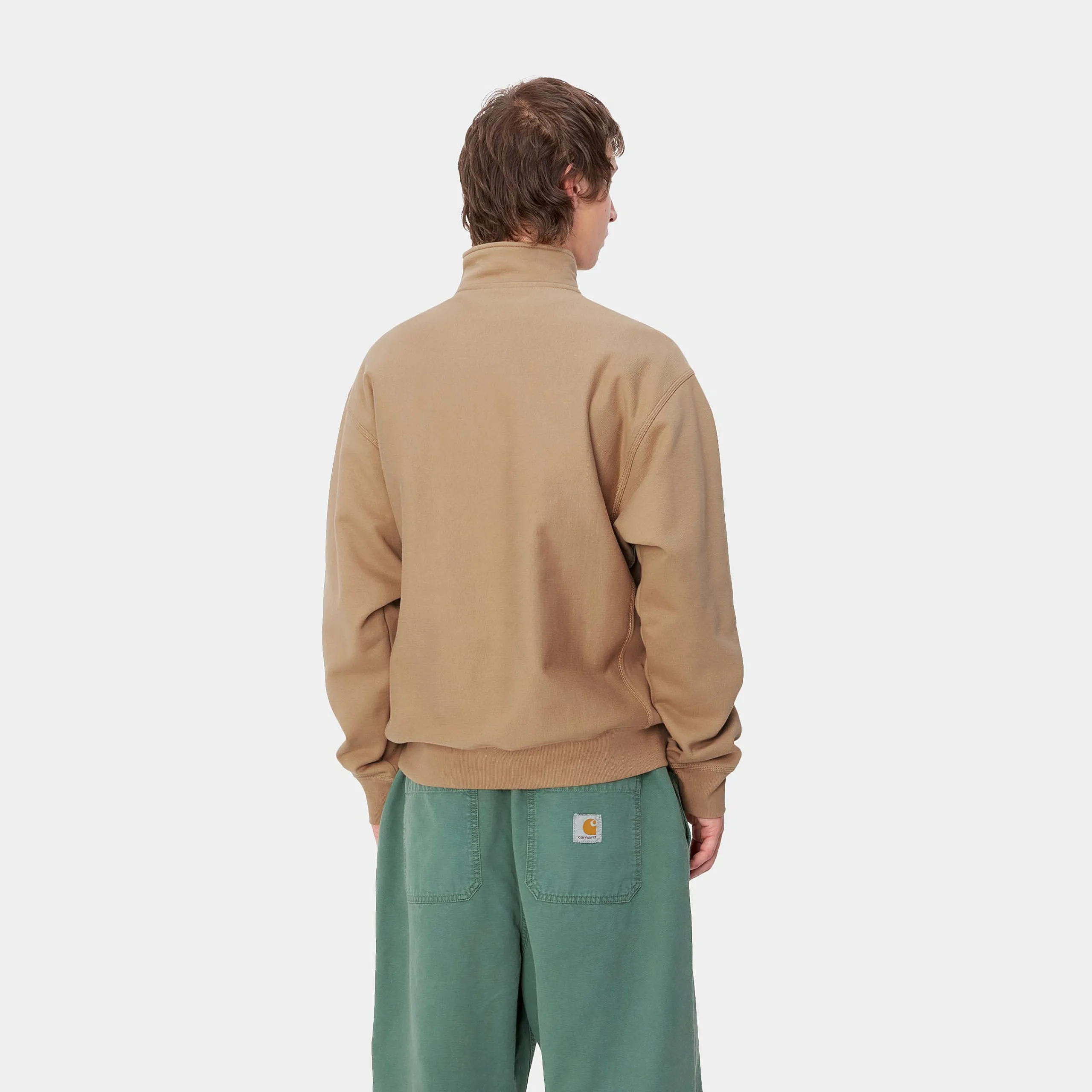 Sweats>Carhartt WIP Half Zip American Script Sweatshirt Peanut