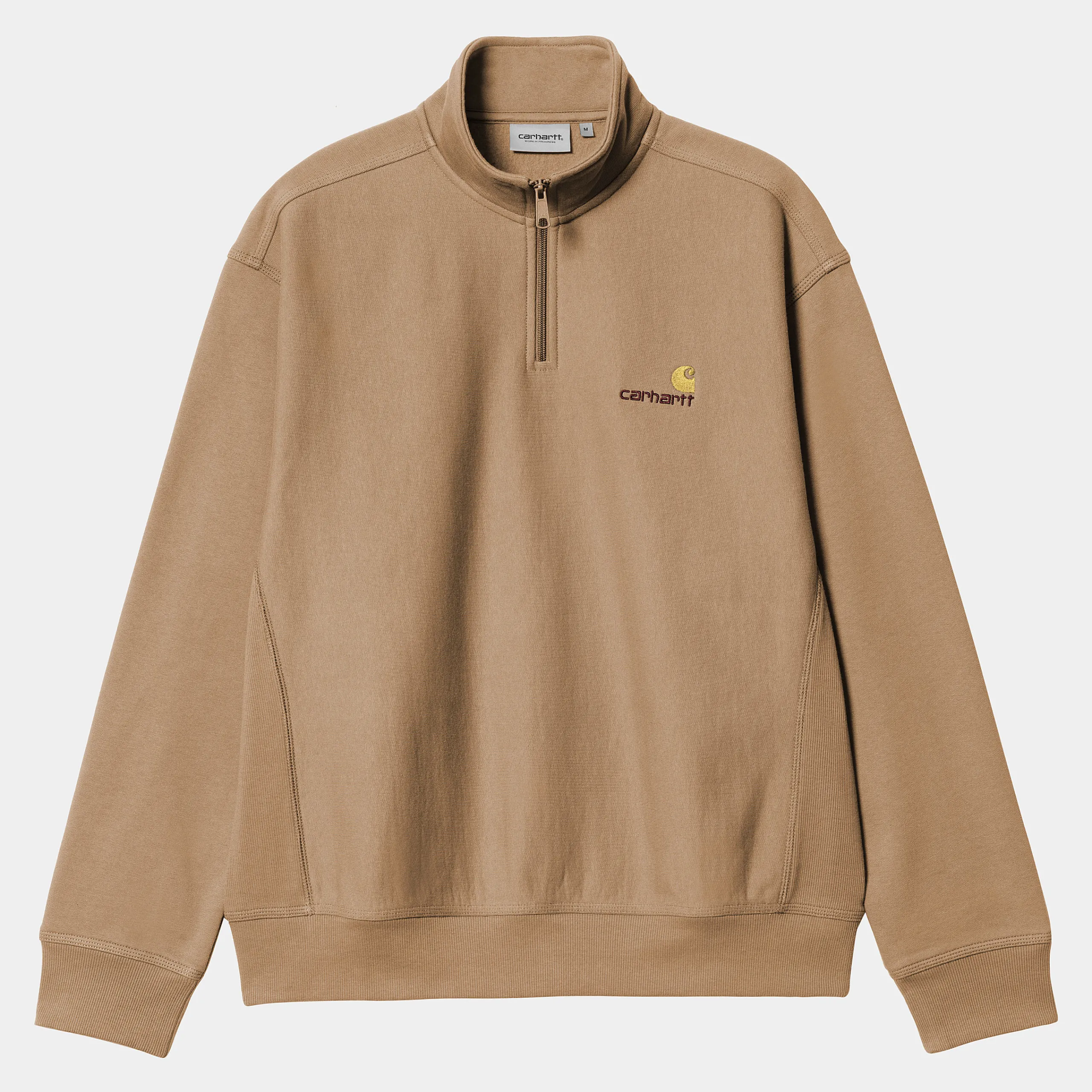 Sweats>Carhartt WIP Half Zip American Script Sweatshirt Peanut