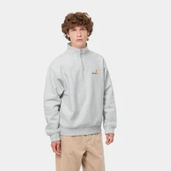 Sweats>Carhartt WIP Half Zip American Script Sweatshirt Ash Heather