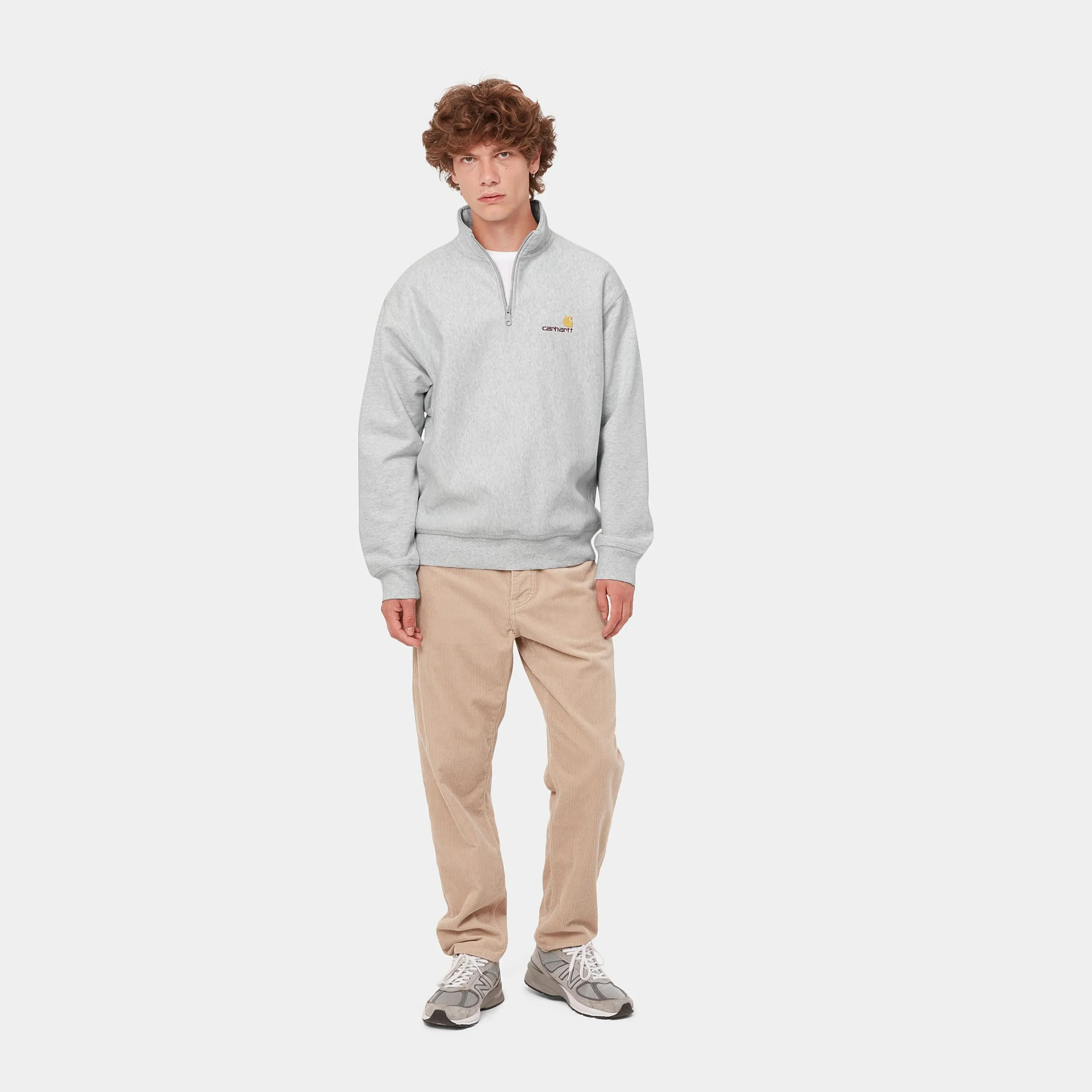 Sweats>Carhartt WIP Half Zip American Script Sweatshirt Ash Heather