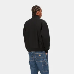 Sweats>Carhartt WIP Half Zip American Script Sweatshirt Black