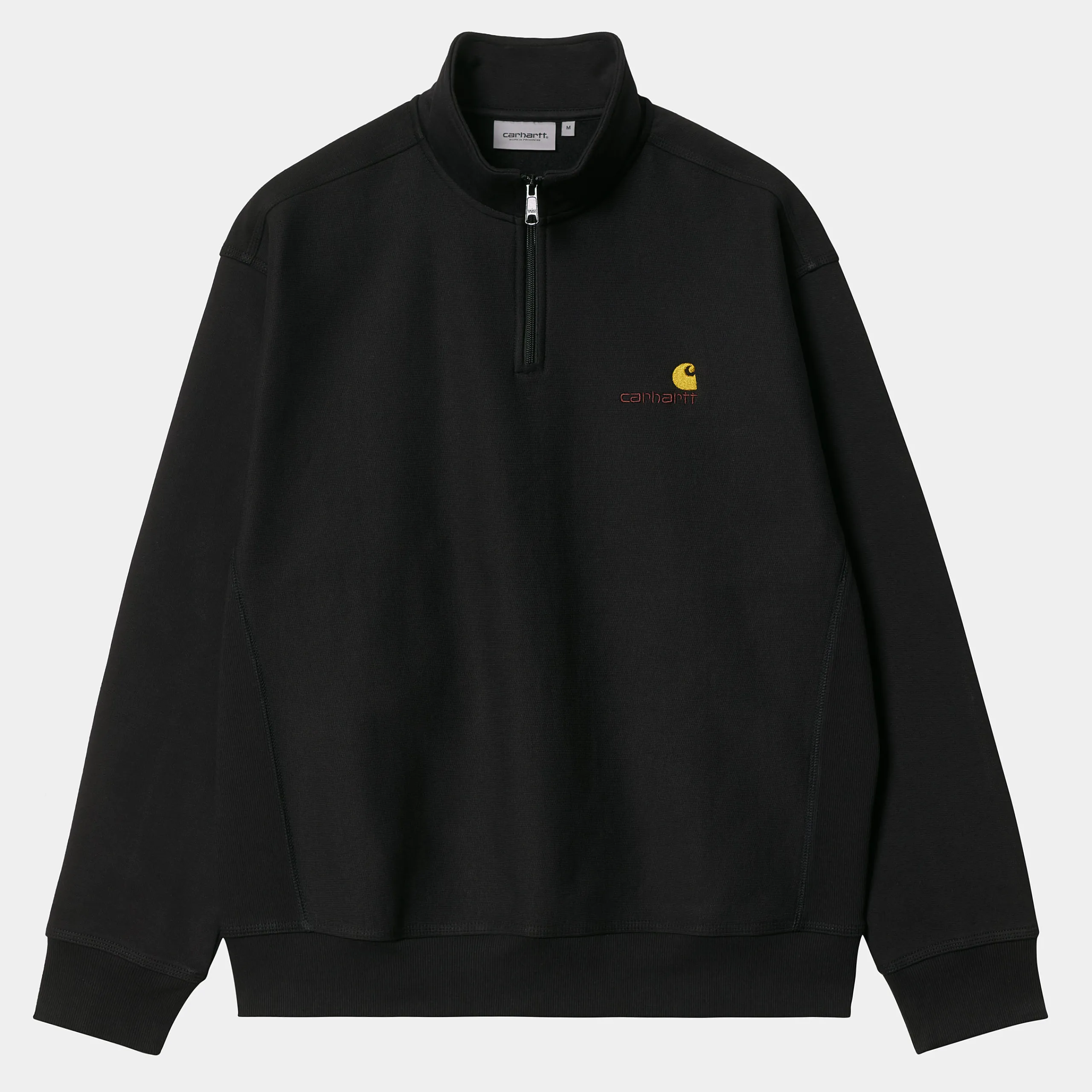 Sweats>Carhartt WIP Half Zip American Script Sweatshirt Black