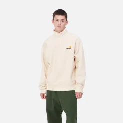 Sweats>Carhartt WIP Half Zip American Script Sweatshirt Moonbeam
