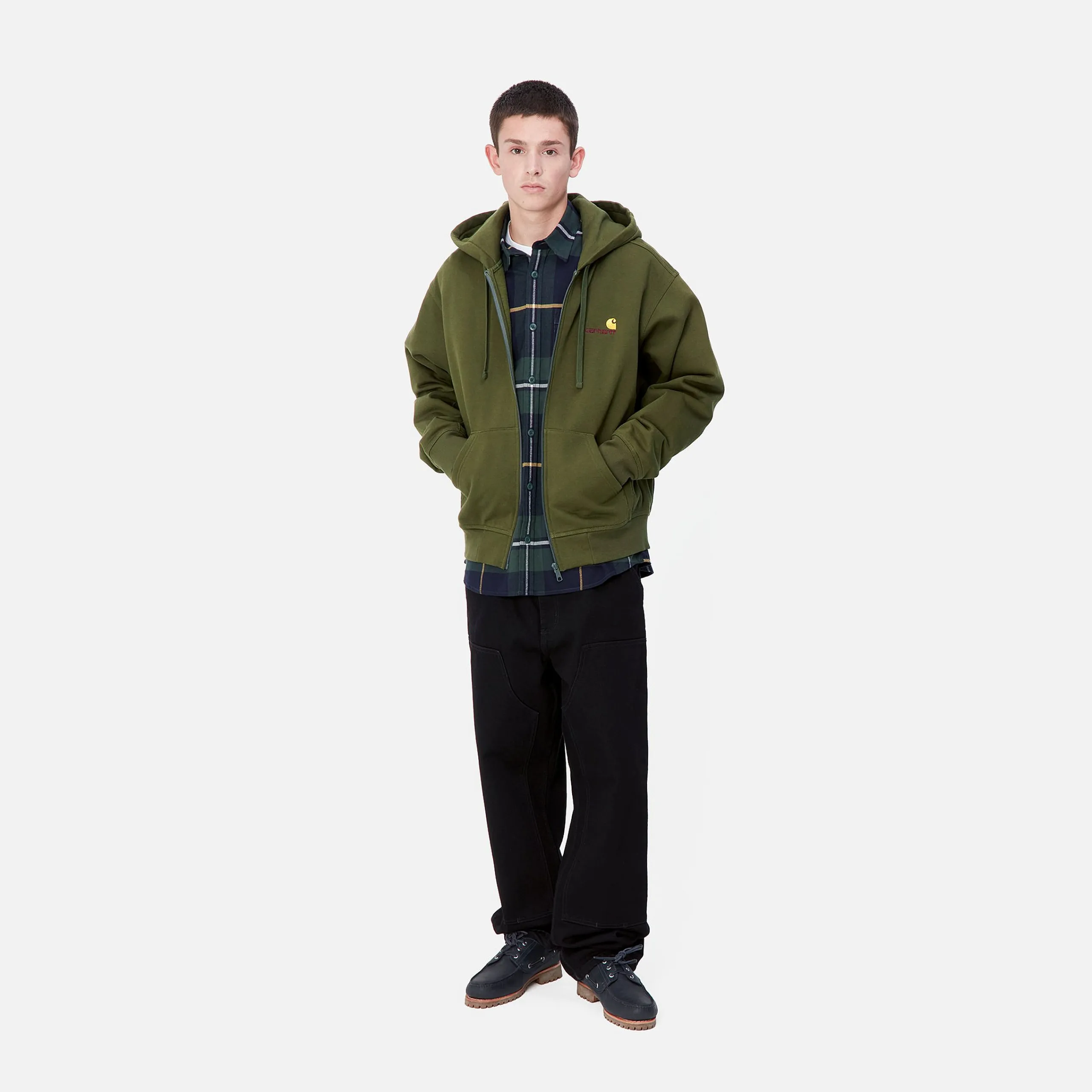 Sweats>Carhartt WIP Hooded American Script Jacket Tarragon