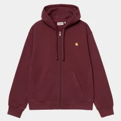 Sweats>Carhartt WIP Hooded American Script Jacket Malbec