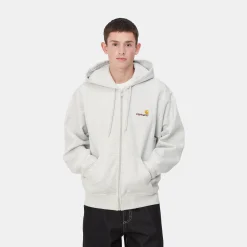 Sweats>Carhartt WIP Hooded American Script Jacket Ash Heather