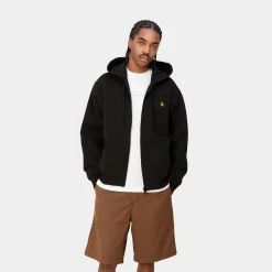 Sweats>Carhartt WIP Hooded American Script Jacket Black