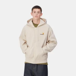 Sweats>Carhartt WIP Hooded American Script Jacket Moonbeam