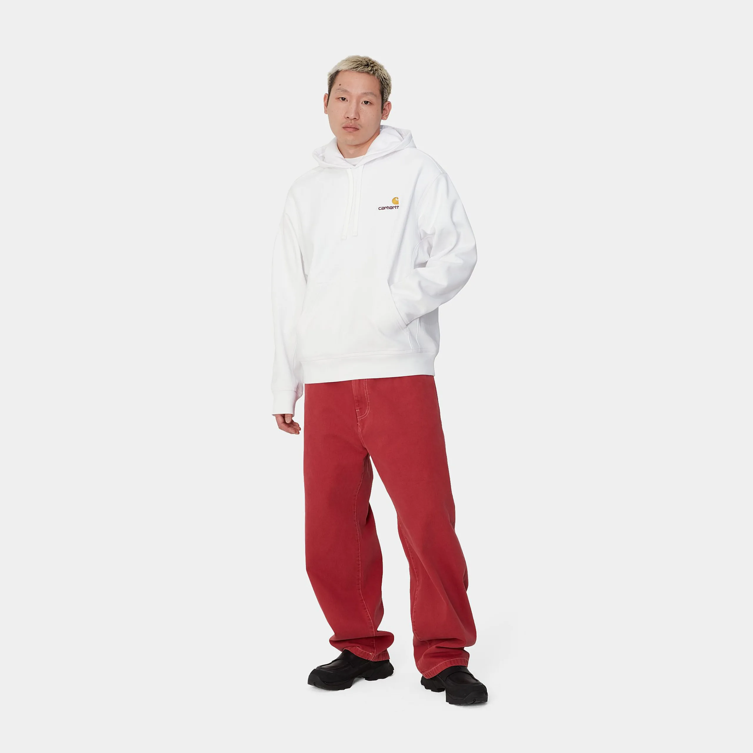 Sweats>Carhartt WIP Hooded American Script Sweatshirt White