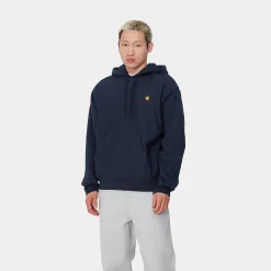 Sweats>Carhartt WIP Hooded American Script Sweatshirt Air Force Blue