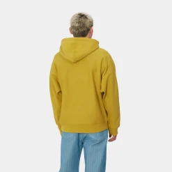 Sweats>Carhartt WIP Hooded American Script Sweatshirt Golden Olive