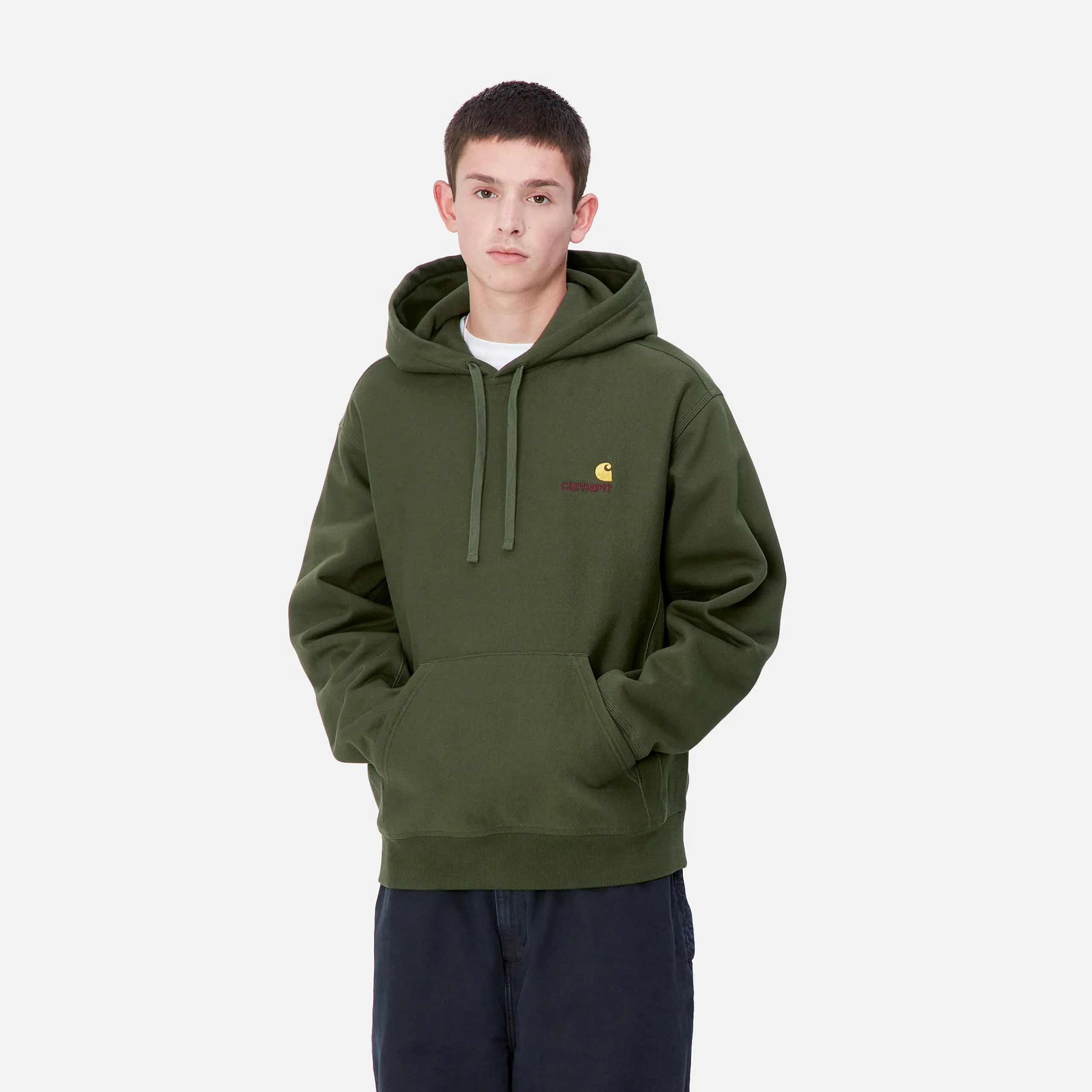 Sweats>Carhartt WIP Hooded American Script Sweatshirt Tarragon