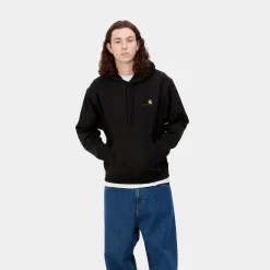 Sweats>Carhartt WIP Hooded American Script Sweatshirt Black