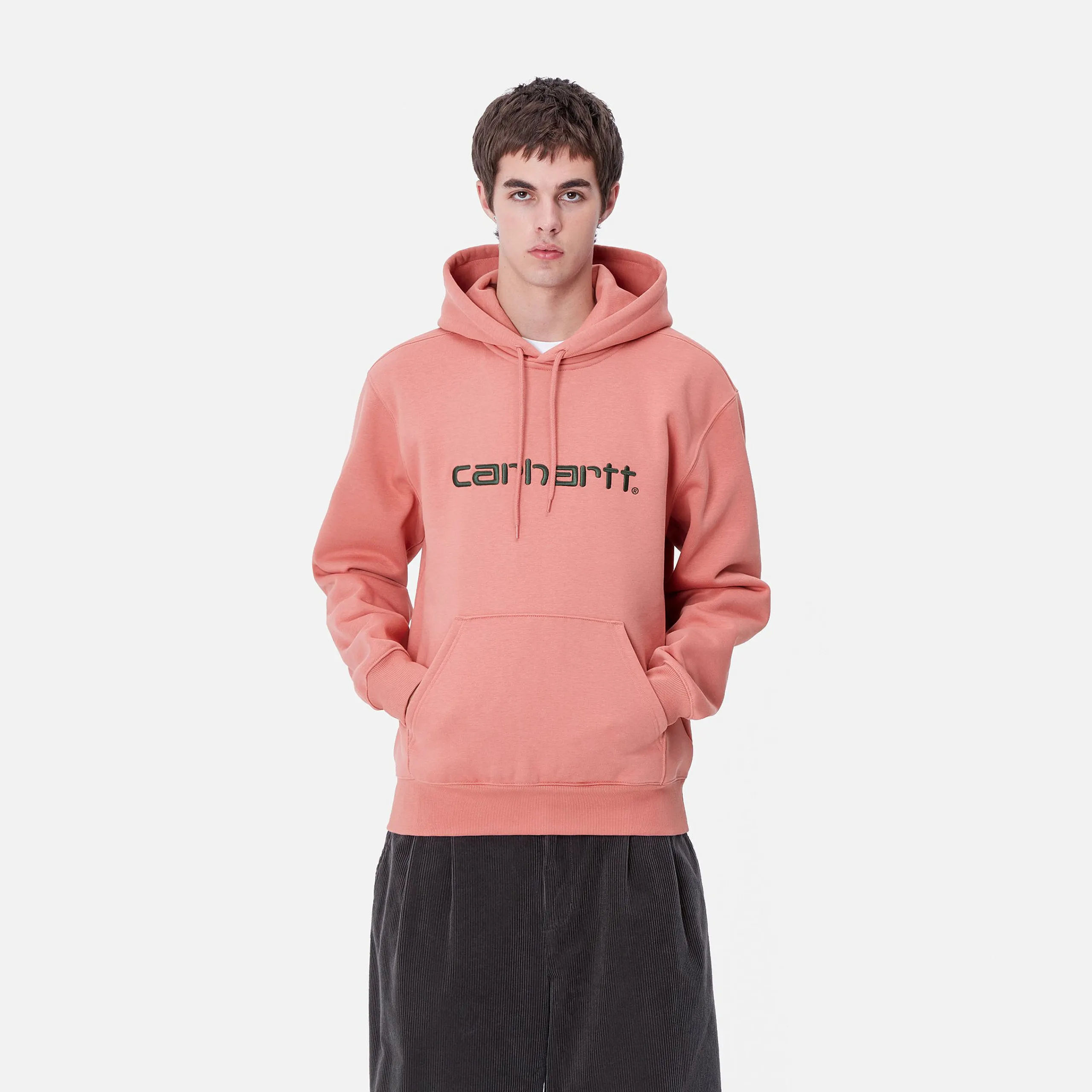 Sweats>Carhartt WIP Hooded Carhartt Sweatshirt Dusty Rose / Sycamore Tree