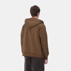 Sweats>Carhartt WIP Hooded Chase Jacket Chocolate / Gold