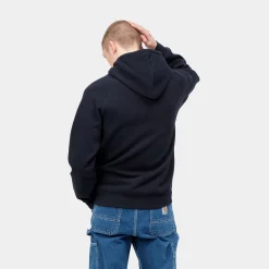 Sweats>Carhartt WIP Hooded Chase Sweatshirt Dark Navy / Gold