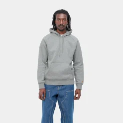 Sweats>Carhartt WIP Hooded Chase Sweatshirt Grey Heather / Gold