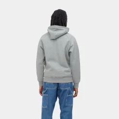 Sweats>Carhartt WIP Hooded Chase Sweatshirt Grey Heather / Gold
