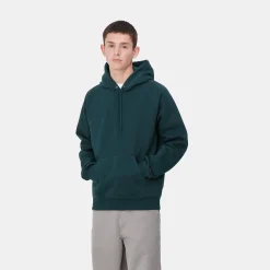 Sweats>Carhartt WIP Hooded Chase Sweatshirt Duck Blue / Gold