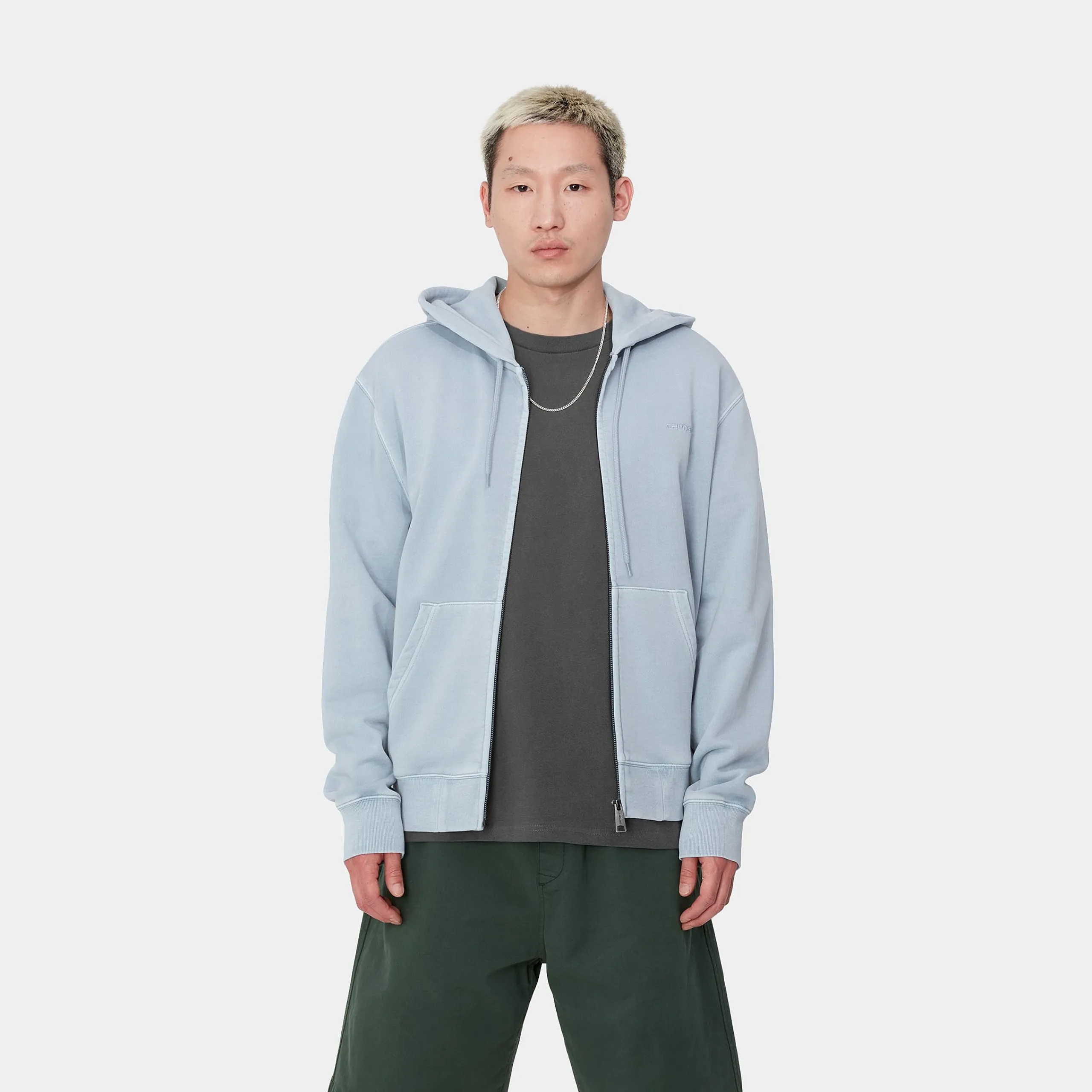 Sweats>Carhartt WIP Hooded Duster Script Jacket Misty Sky