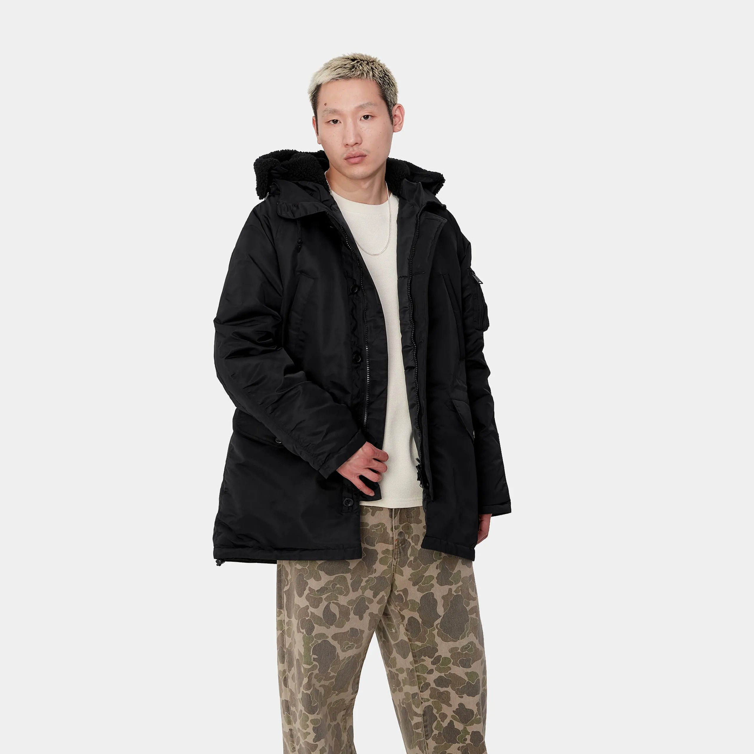 Jacken & Mäntel>Carhartt WIP Hooded Olten Parka Black