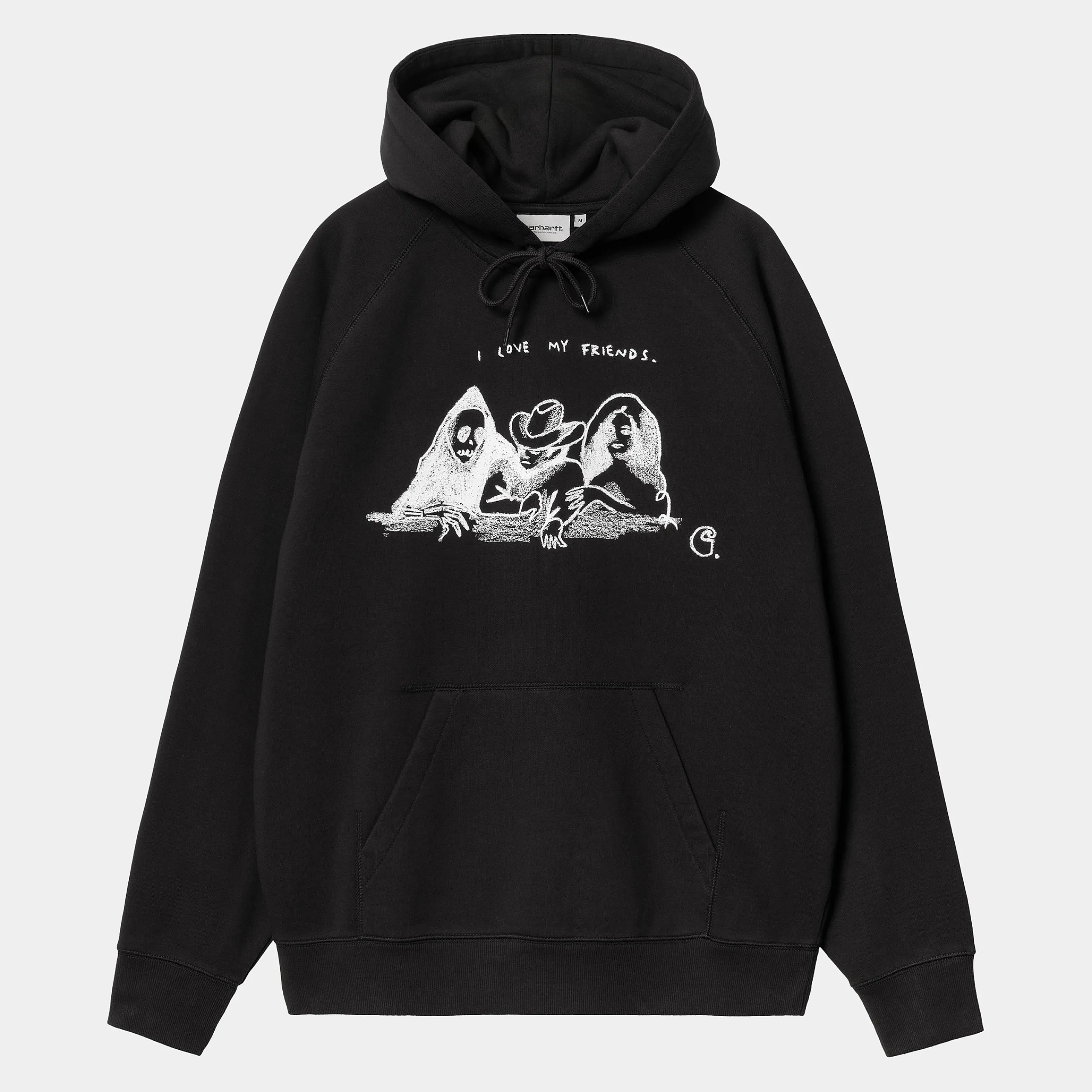 Sweats>Carhartt WIP Hooded Pepe Friends Sweat Black / White