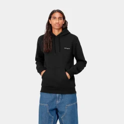 Sweats>Carhartt WIP Hooded Script Embroidery Sweat Black / White