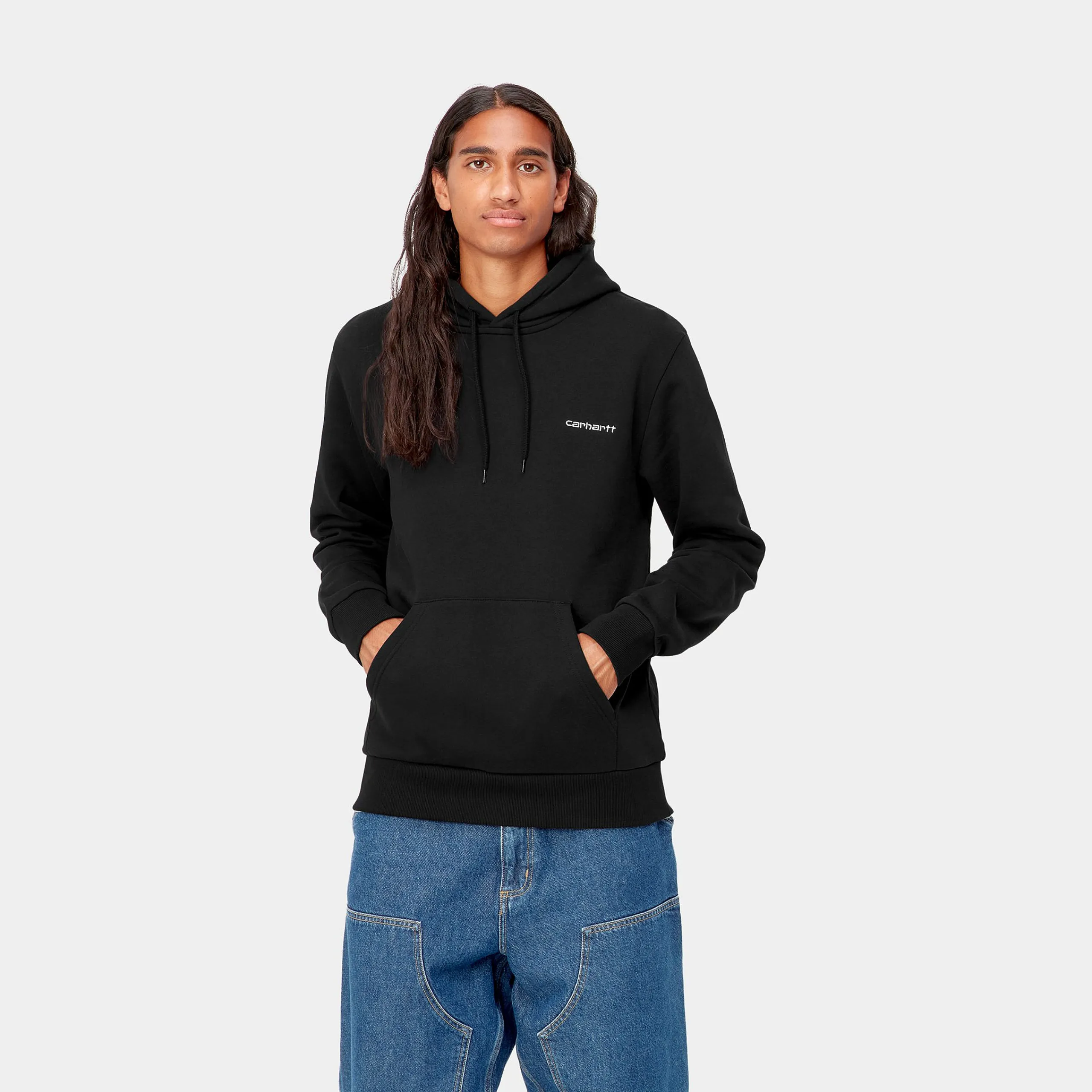 Sweats>Carhartt WIP Hooded Script Embroidery Sweat Black / White