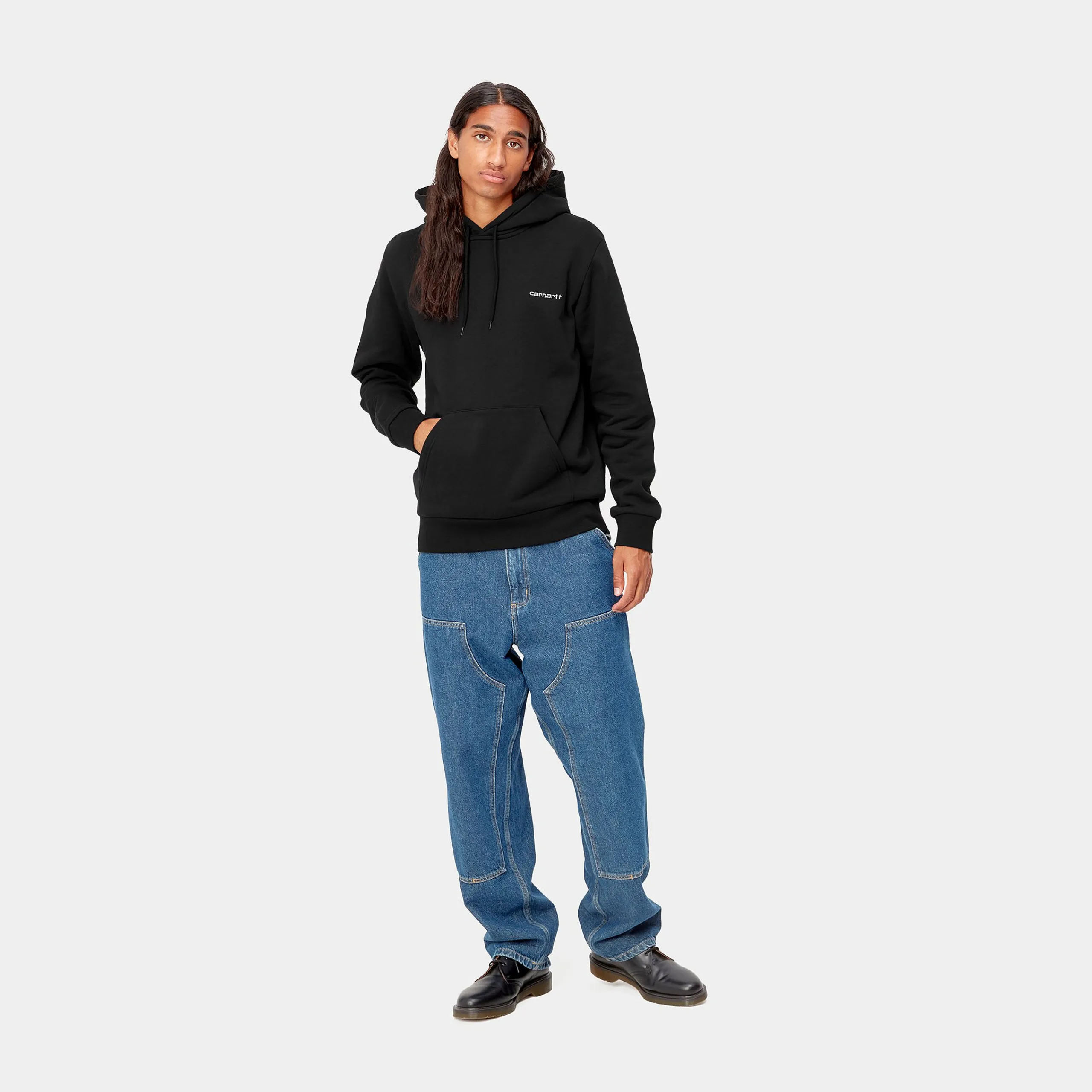 Sweats>Carhartt WIP Hooded Script Embroidery Sweat Black / White