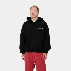 Sweats>Carhartt WIP Hooded Stamp Sweat Black / White