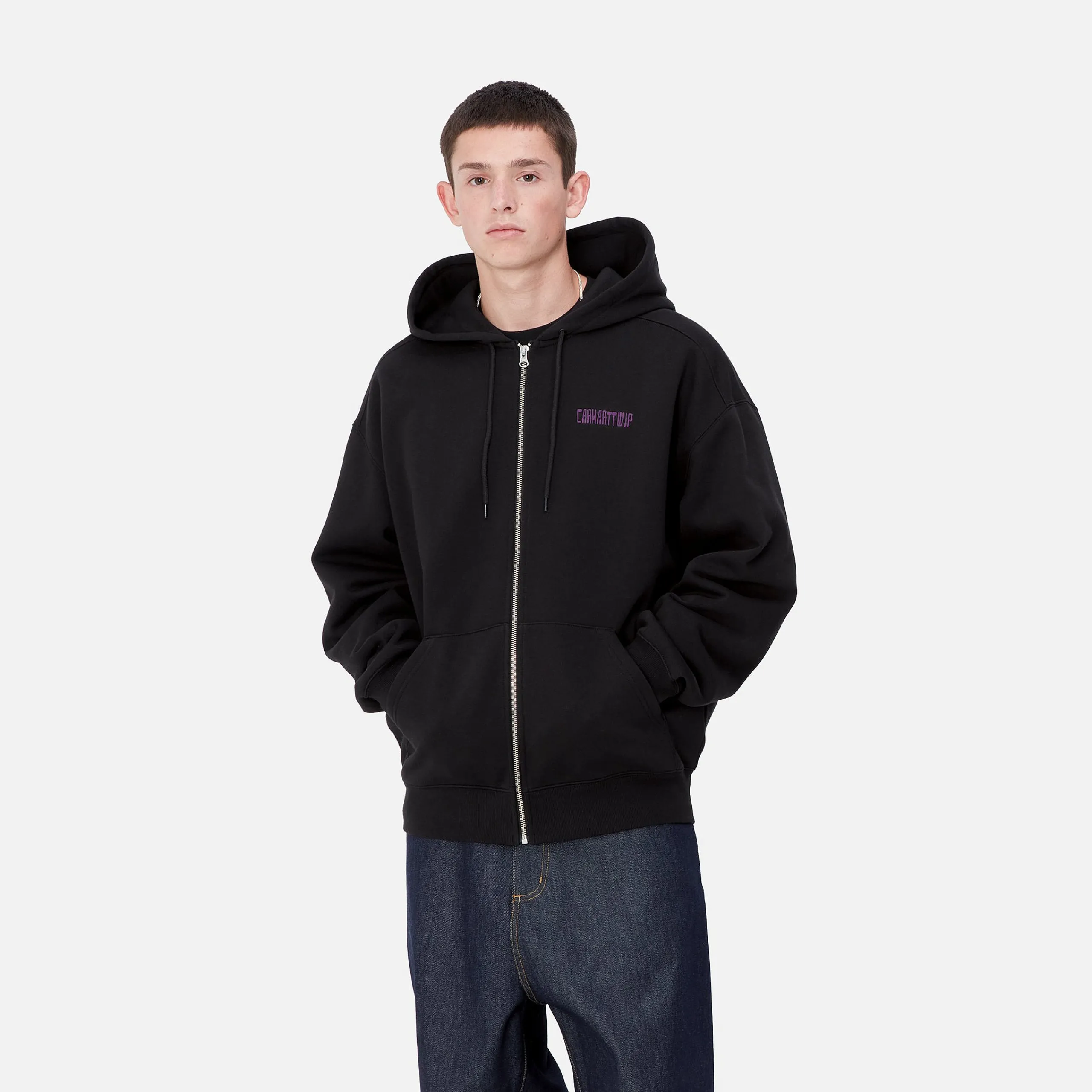 Sweats>Carhartt WIP Hooded Think Tank Sweat Jacket Black / Purple
